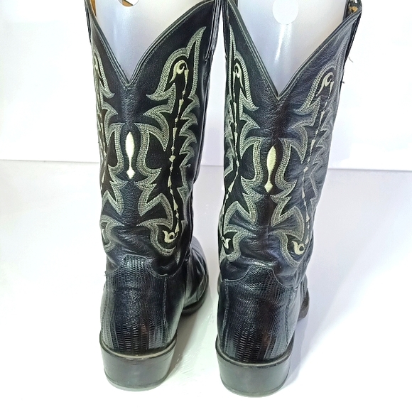 Tony Lama Boots Mens #CZ810 Lizard Pretty Cowboy Black Leather Sz 12EE - Picture 14 of 17